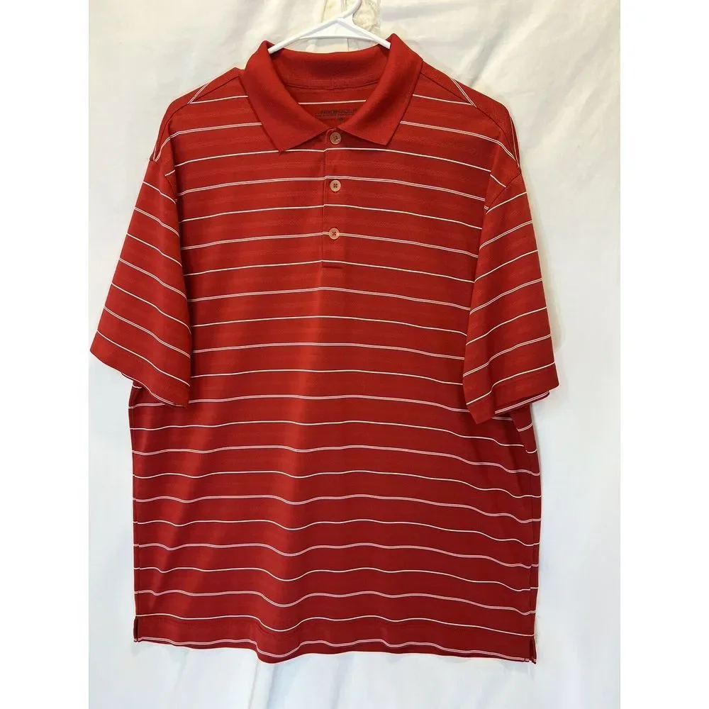Nike Golf Dry Fit Large Red And White‎ Stripe Shortsleeve Polo Shirt Wicking
